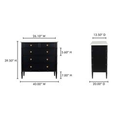 Eleanor Black 5 Drawer Chest - Ornate Home