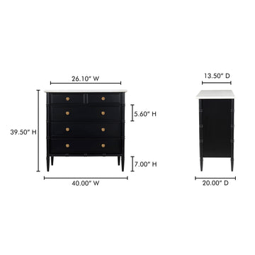 Eleanor Black 5 Drawer Chest - Ornate Home