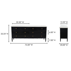 Eleanor Black 6 Drawer Dresser - Ornate Home