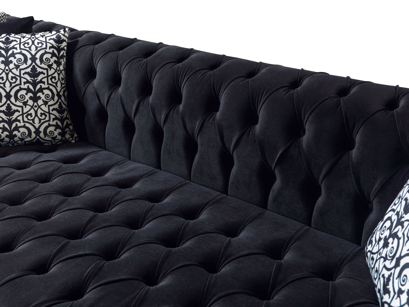 Eleanor Black Velvet Double Chaise Sectional Sofa - Ornate Home