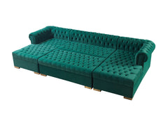 Eleanor Green Velvet Double Chaise Sectional Sofa - Ornate Home