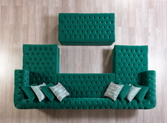 Eleanor Green Velvet Double Chaise Sectional Sofa - Ornate Home