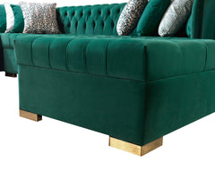 Eleanor Green Velvet Double Chaise Sectional Sofa - Ornate Home