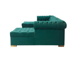 Eleanor Green Velvet Double Chaise Sectional Sofa - Ornate Home
