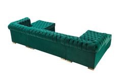 Eleanor Green Velvet Double Chaise Sectional Sofa - Ornate Home