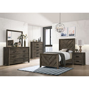 Eleanor Mocha Grey 3-Piece Twin Panel Bedroom Set - Ornate Home