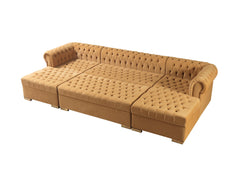 Eleanor Mustard/Gold Velvet Double Chaise Sectional Sofa - Ornate Home
