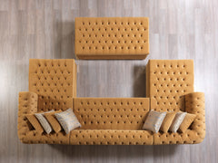 Eleanor Mustard/Gold Velvet Double Chaise Sectional Sofa - Ornate Home