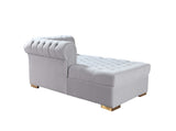 Eleanor Pearl White Velvet Double Chaise Sectional Sofa - Ornate Home