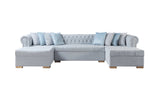 Eleanor Pearl White Velvet Double Chaise Sectional Sofa - Ornate Home