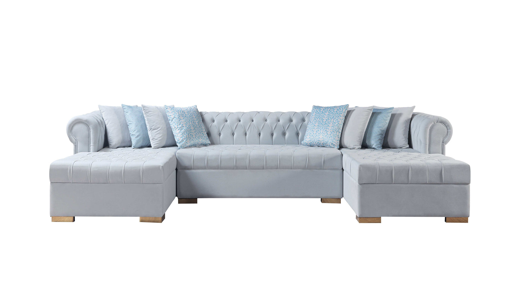 Eleanor Pearl White Velvet Double Chaise Sectional Sofa - Ornate Home