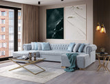 Eleanor Pearl White Velvet Double Chaise Sectional Sofa - Ornate Home