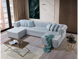 Eleanor Pearl White Velvet Double Chaise Sectional Sofa - Ornate Home