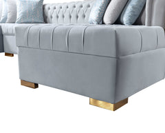 Eleanor Pearl White Velvet Double Chaise Sectional Sofa - Ornate Home