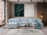 Eleanor Pearl White Velvet Double Chaise Sectional Sofa - Ornate Home
