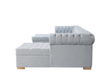 Eleanor Pearl White Velvet Double Chaise Sectional Sofa - Ornate Home