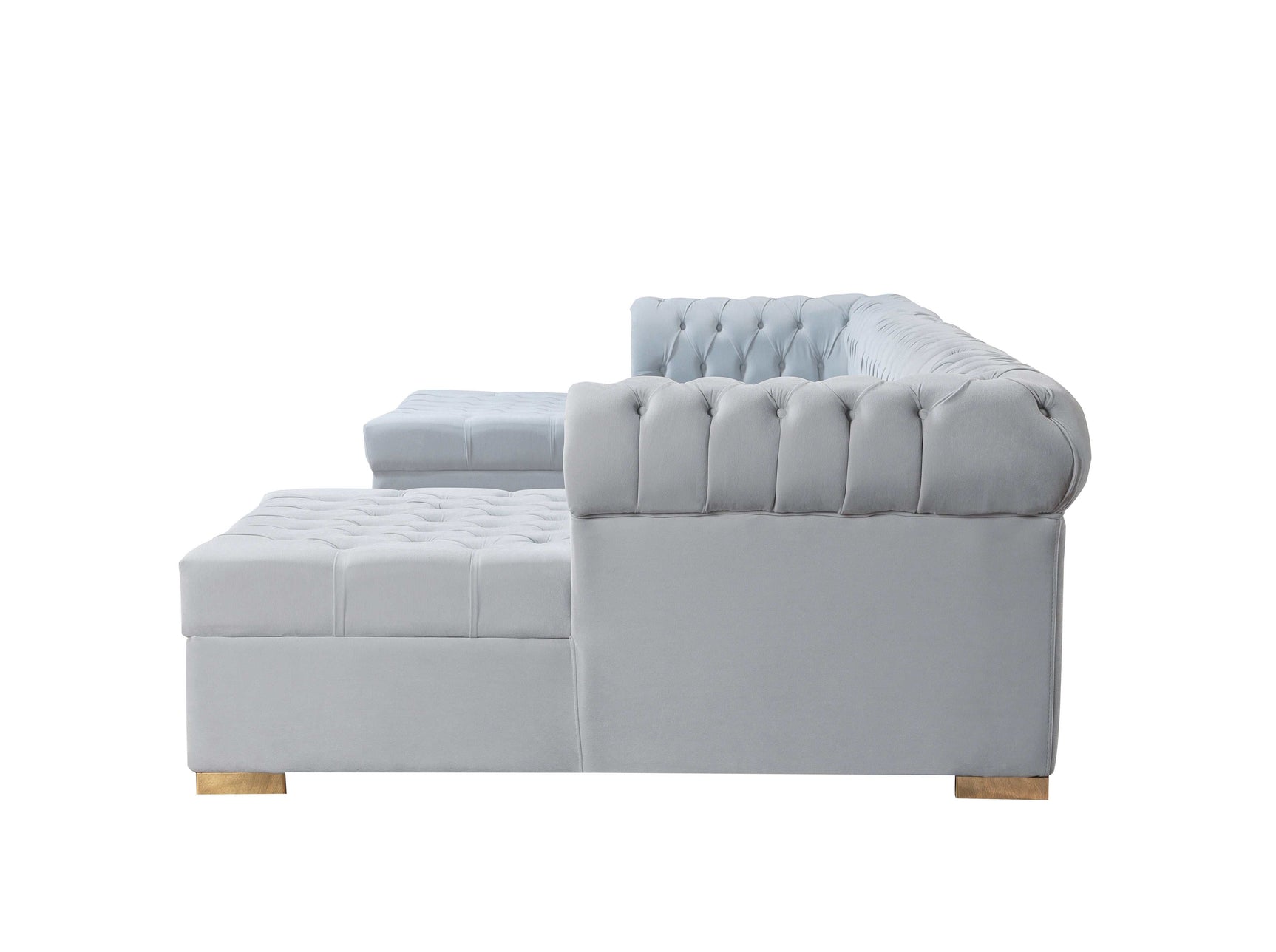 Eleanor Pearl White Velvet Double Chaise Sectional Sofa - Ornate Home