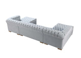 Eleanor Pearl White Velvet Double Chaise Sectional Sofa - Ornate Home