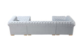 Eleanor Pearl White Velvet Double Chaise Sectional Sofa - Ornate Home