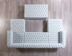 Eleanor Pearl White Velvet Double Chaise Sectional Sofa - Ornate Home