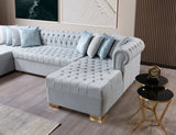 Eleanor Pearl White Velvet Double Chaise Sectional Sofa - Ornate Home