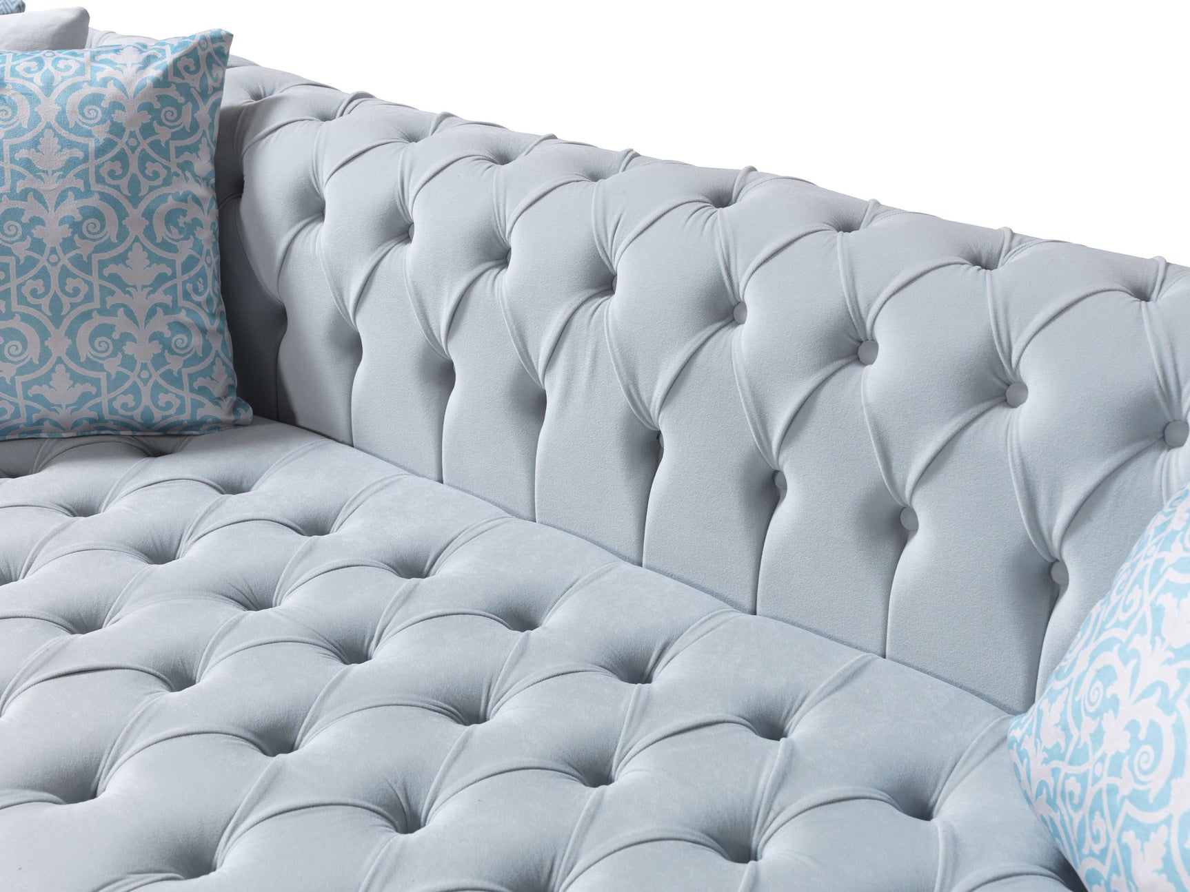 Eleanor Pearl White Velvet Double Chaise Sectional Sofa - Ornate Home