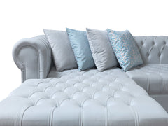 Eleanor Pearl White Velvet Double Chaise Sectional Sofa - Ornate Home