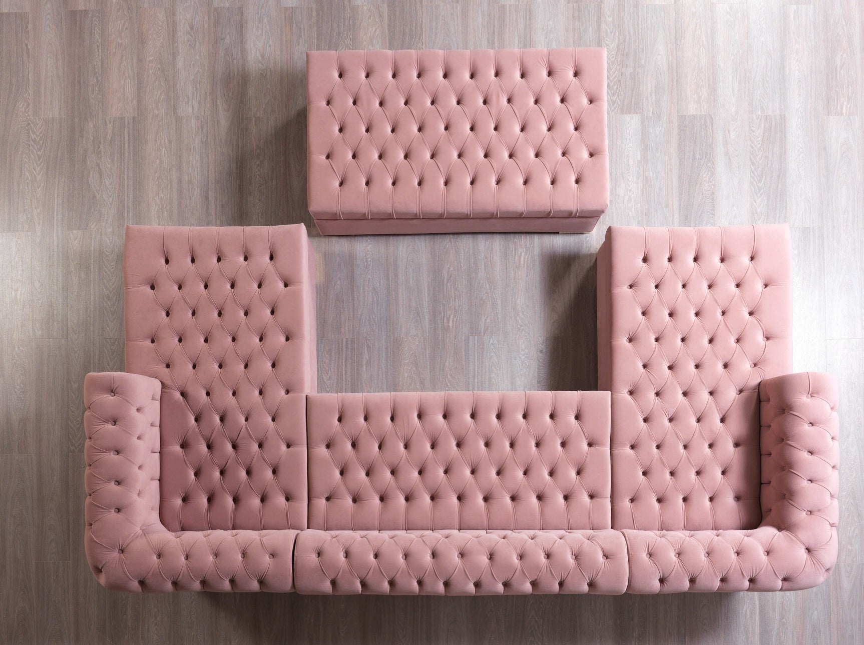 Eleanor Pink Velvet Double Chaise Sectional Sofa - Ornate Home