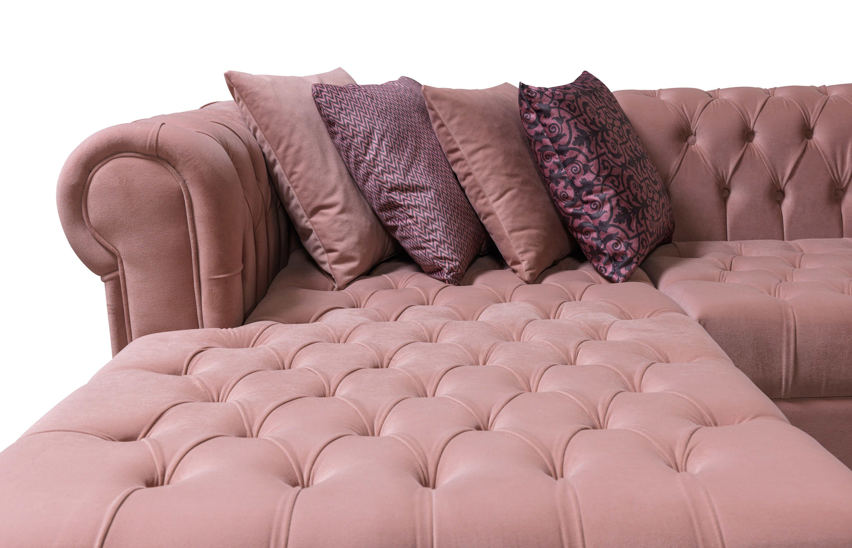 Eleanor Pink Velvet Double Chaise Sectional Sofa - Ornate Home