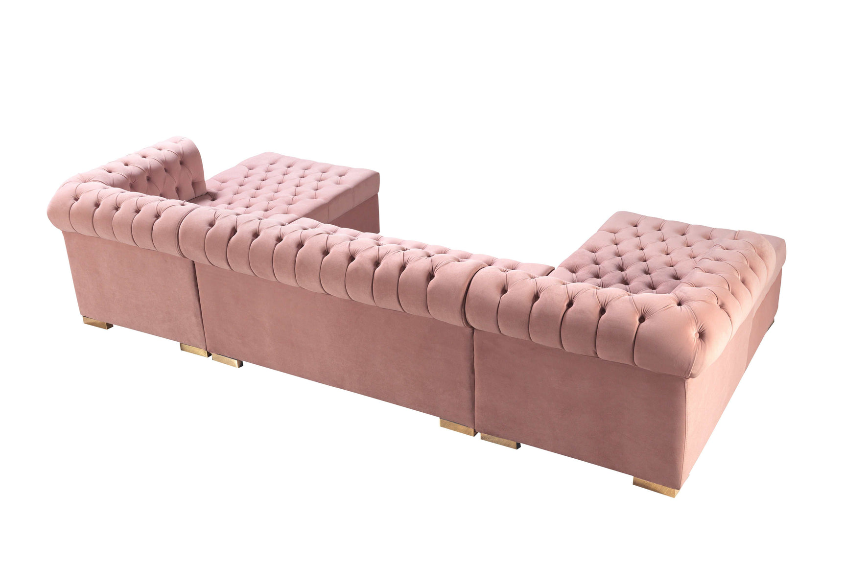 Eleanor Pink Velvet Double Chaise Sectional Sofa - Ornate Home