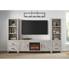 Eleanor White 4-Piece Entertainment Center with 71" TV Console - Ornate Home