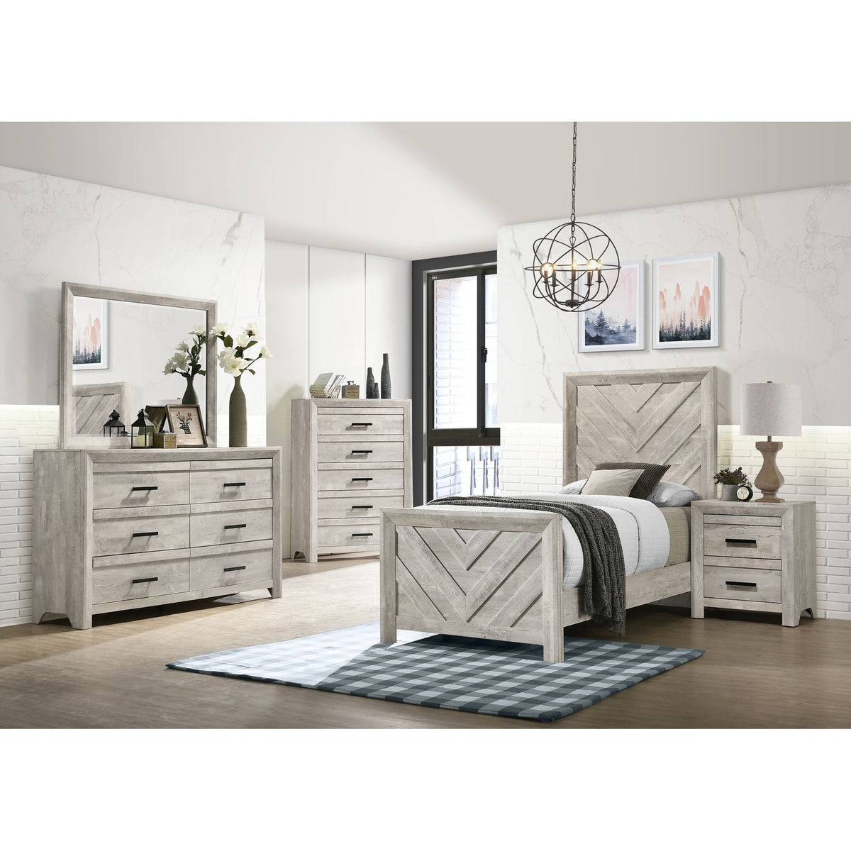 Eleanor White 5-Piece Twin Panel Bedroom Set - Ornate Home