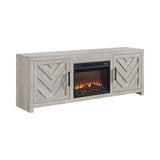 Eleanor White 71" TV Console with Fireplace Insert (Ships in 2 Boxes) - Ornate Home