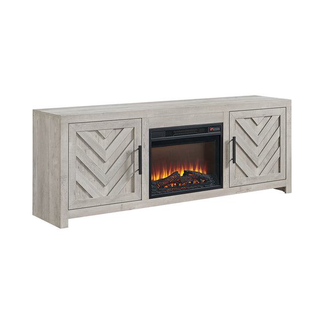 Eleanor White 71" TV Console with Fireplace Insert (Ships in 2 Boxes) - Ornate Home