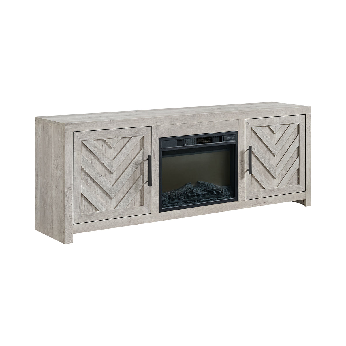 Eleanor White 71" TV Console with Fireplace Insert (Ships in 2 Boxes) - Ornate Home