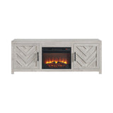 Eleanor White 71" TV Console with Fireplace Insert (Ships in 2 Boxes) - Ornate Home