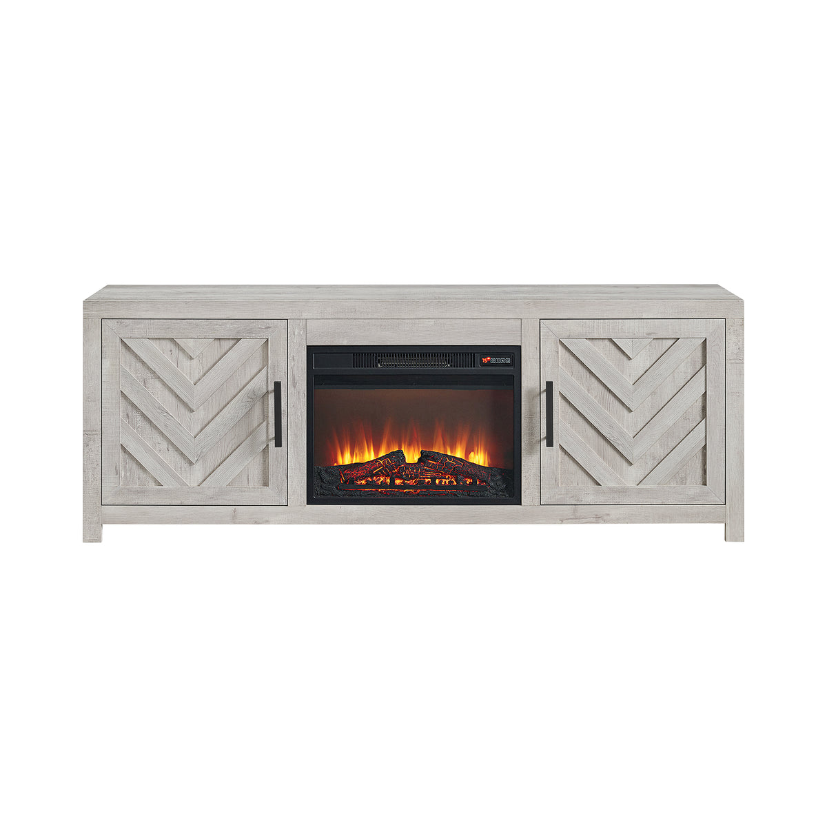 Eleanor White 71" TV Console with Fireplace Insert (Ships in 2 Boxes) - Ornate Home