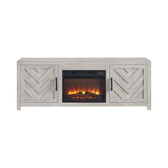 Eleanor White 71" TV Console with Fireplace Insert (Ships in 2 Boxes) - Ornate Home