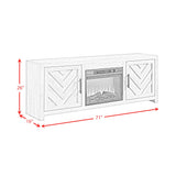 Eleanor White 71" TV Console with Fireplace Insert (Ships in 2 Boxes) - Ornate Home