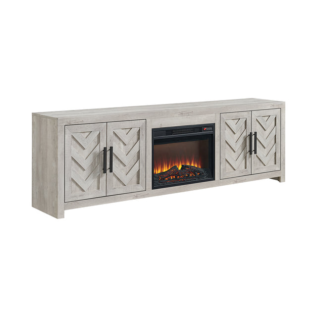 Eleanor White 82" TV Console with Fireplace Insert (Ships in 2 Boxes) - Ornate Home
