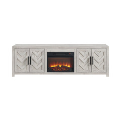 Eleanor White 82" TV Console with Fireplace Insert (Ships in 2 Boxes) - Ornate Home