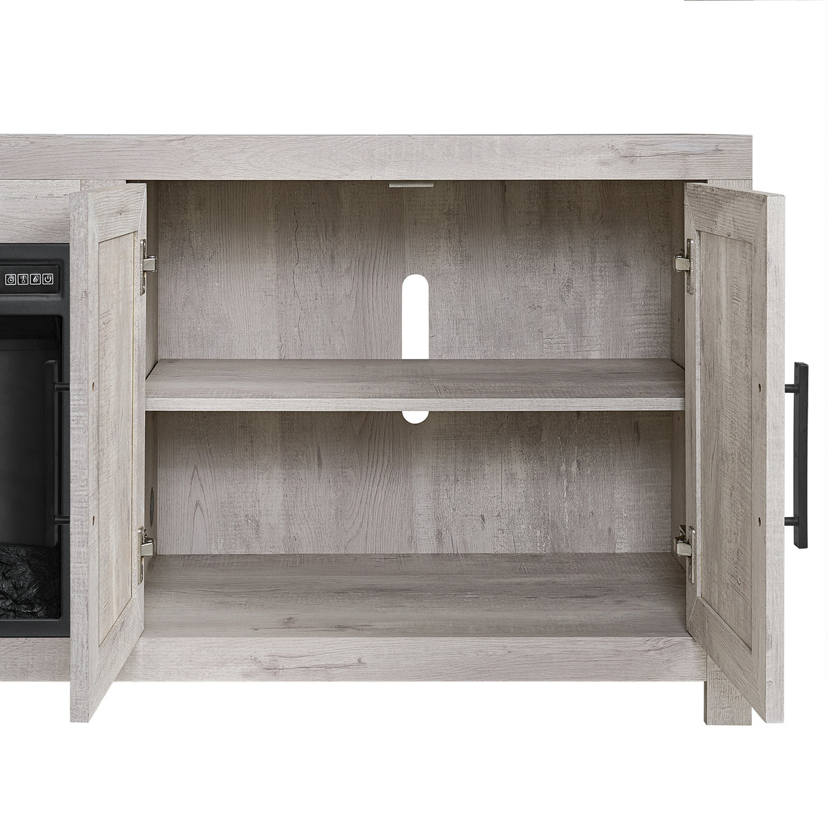 Eleanor White 82" TV Console with Fireplace Insert (Ships in 2 Boxes) - Ornate Home