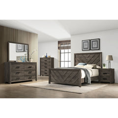 Eleanor Mocha Grey 5-Piece Queen Panel Bedroom Set - Ornate Home