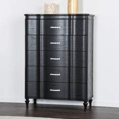 Eleanora Black Queen 5 Piece Bedroom Set w/Chest - Ornate Home
