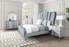 Eleanora Silver Queen 5 Piece Bedroom Set w/Chest - Ornate Home