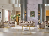 Elegance Beige 3-pieces (Sofa & Loveseat & Chair) Living Room Set - Ornate Home
