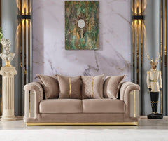 Elegance Beige 3-pieces (Sofa & Loveseat & Chair) Living Room Set - Ornate Home