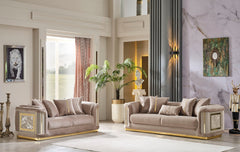 Elegance Beige 3-pieces (Sofa & Loveseat & Chair) Living Room Set - Ornate Home