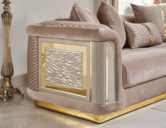 Elegance Beige Stationary Loveseat - Ornate Home