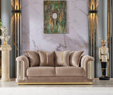 Elegance Beige Stationary Loveseat - Ornate Home